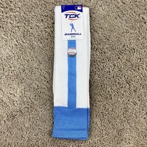 TCK Sports 2-n-1 Baseball Softball Stirrup Socks Mens L White Carolina Blue NWT